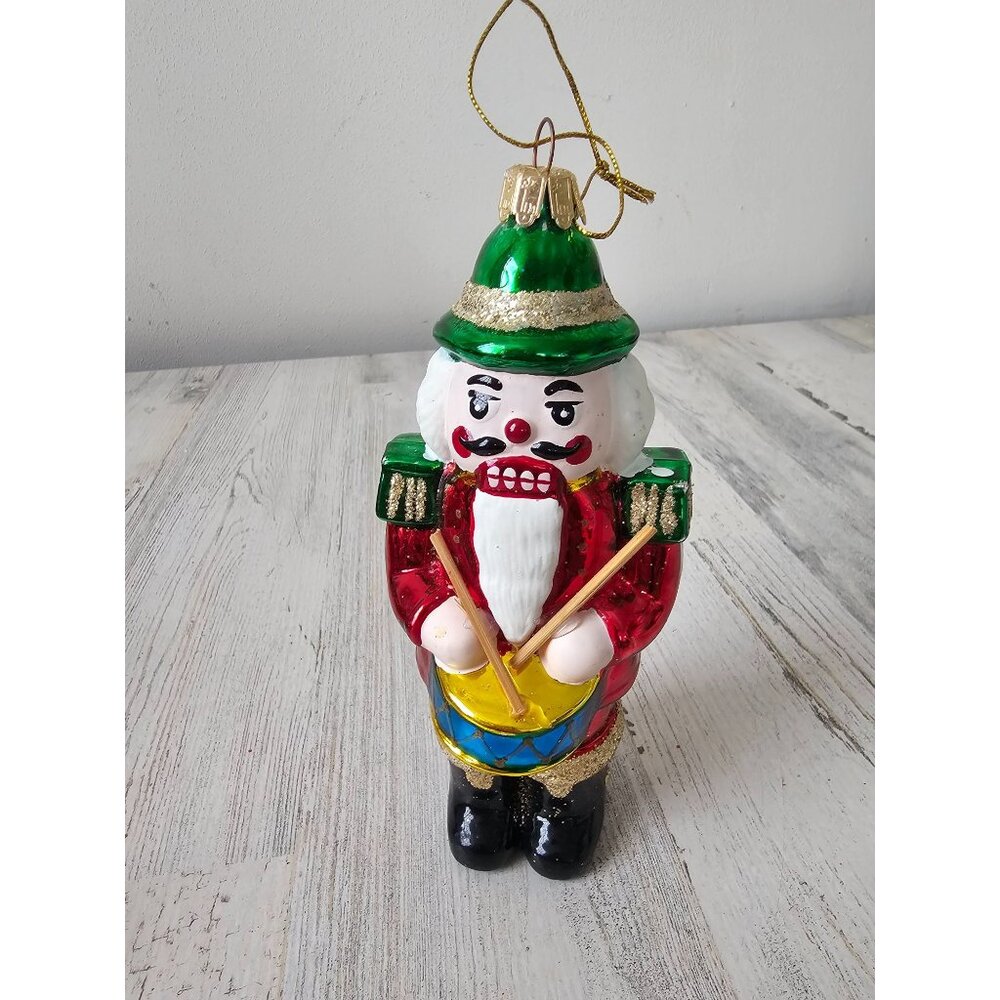Santa's best vintage Glass nutcracker drums ornament soldier large
